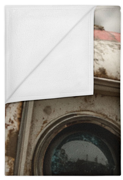 Product packaging with a white flap on a white background