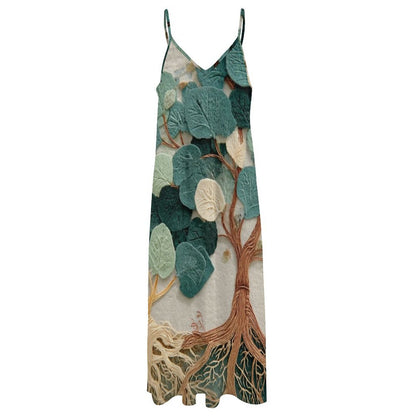 Women's Spaghetti Strap V-Neck Maxi Dress