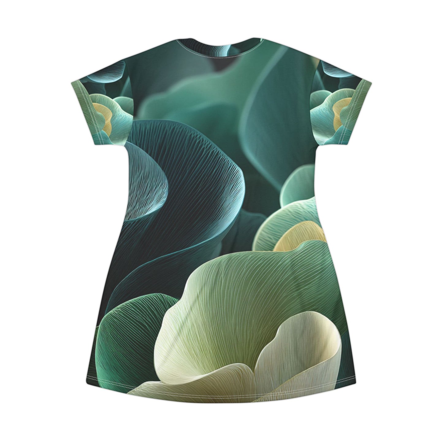 Emerald Flow – Abstract Botanical T-Shirt Dress