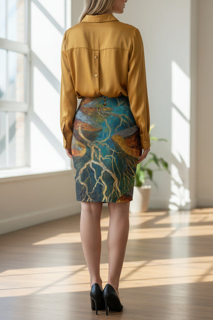 Ethereal Roots Pencil Skirt