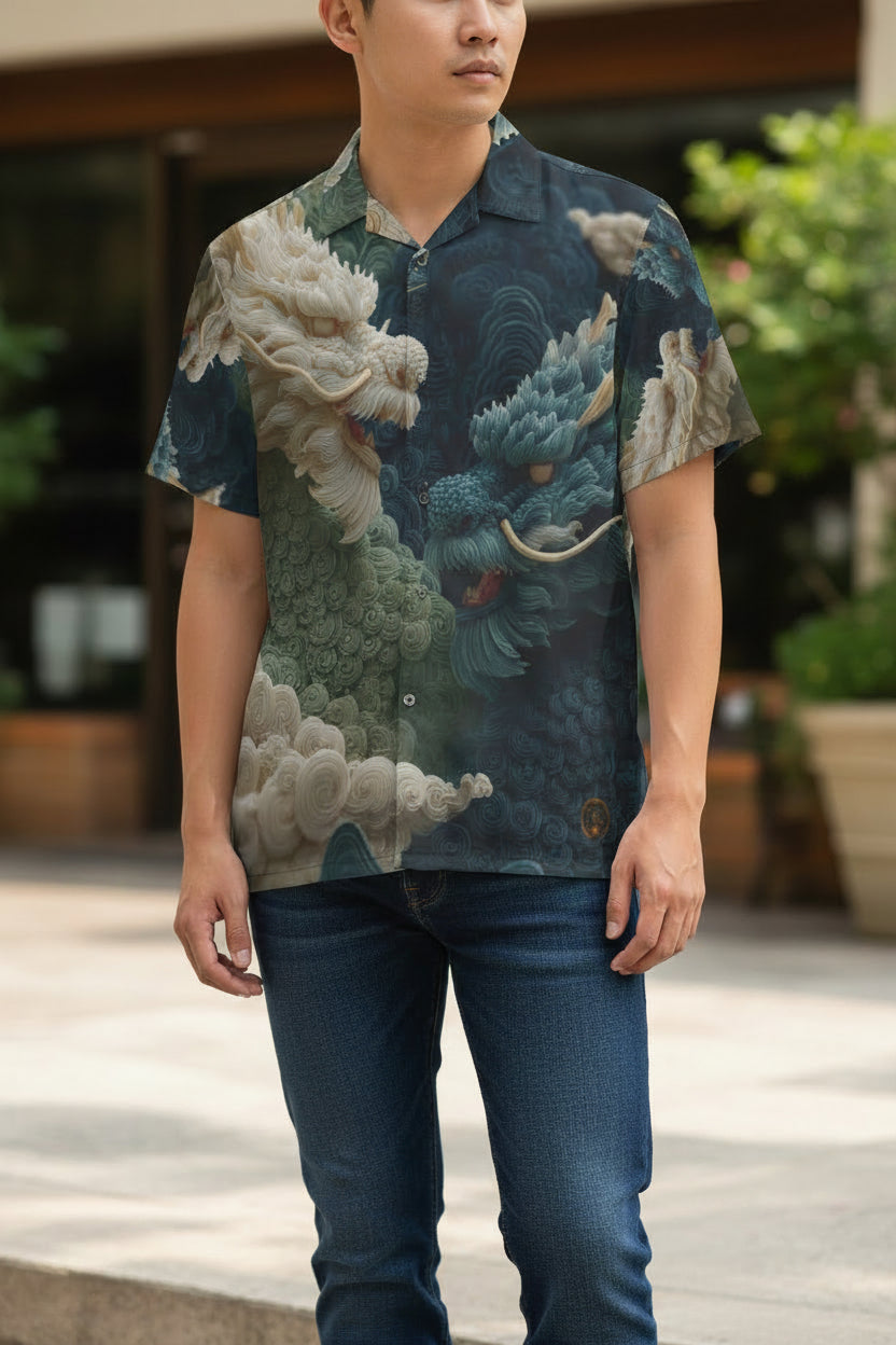 Celestial Indigo Dragon Unisex Polo