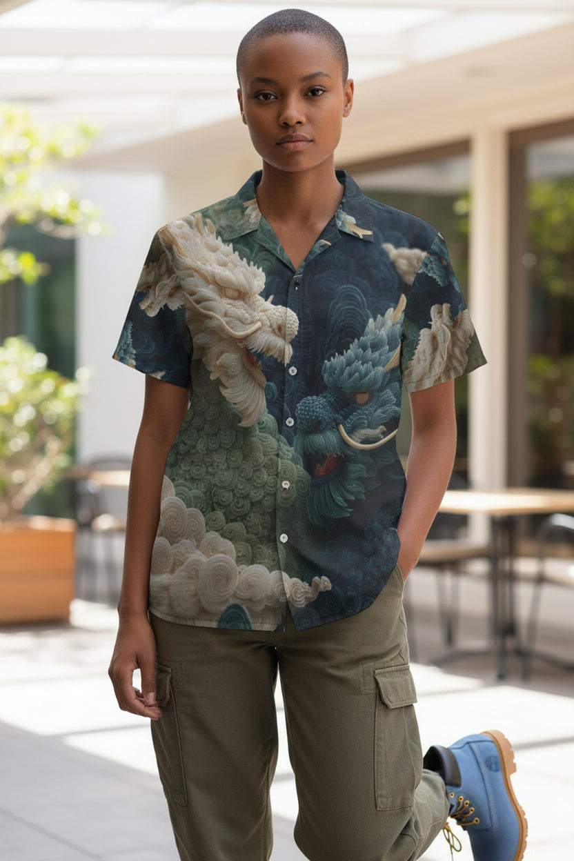 Celestial Indigo Dragon Unisex Polo