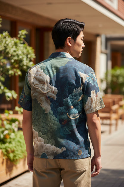 Celestial Indigo Dragon Unisex Polo