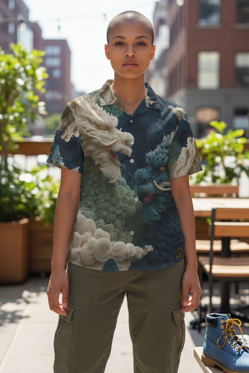 Celestial Indigo Dragon Unisex Polo