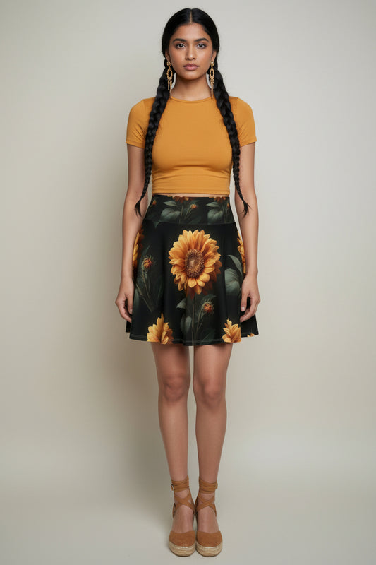 Sunflower Radiance Skater Skirt