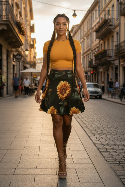 Sunflower Radiance Skater Skirt