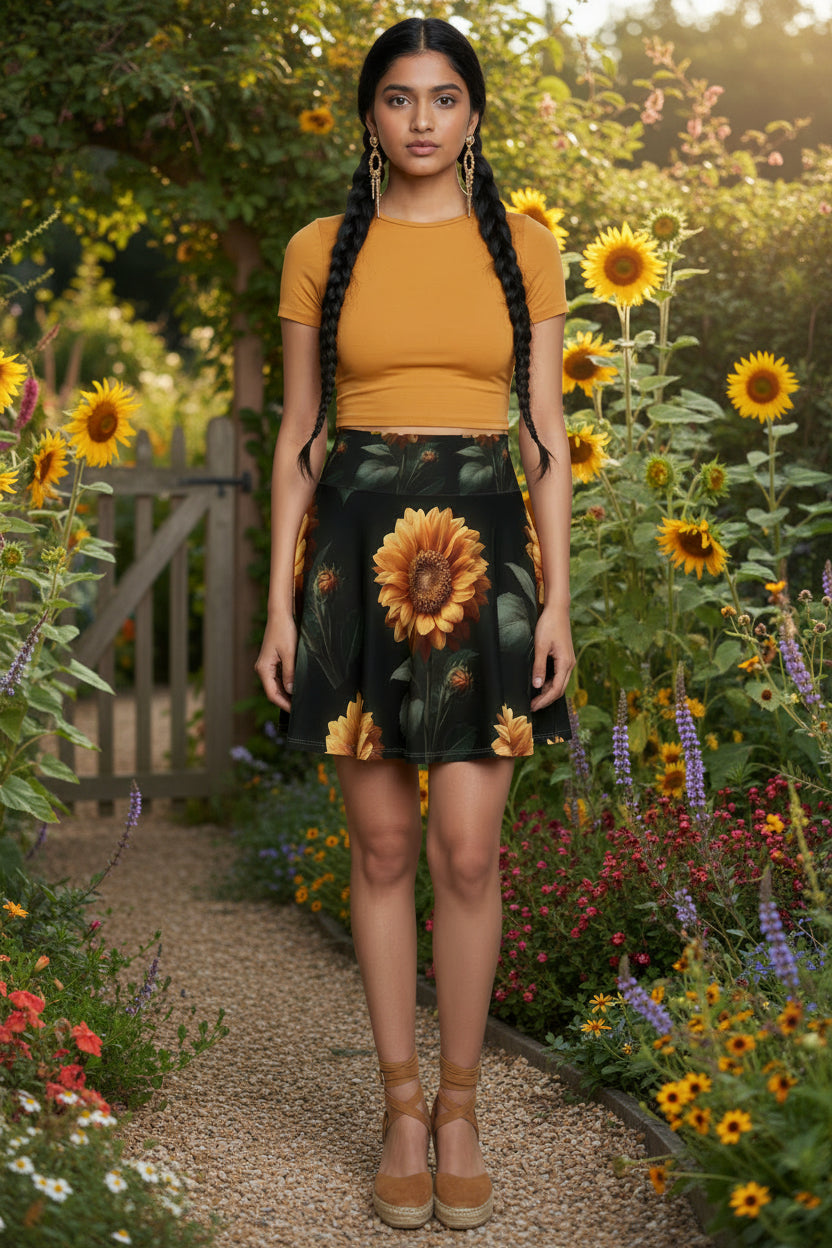 Sunflower Radiance Skater Skirt