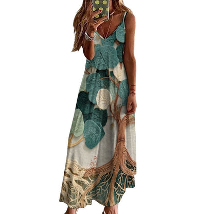 Women's Spaghetti Strap V-Neck Maxi Dress
