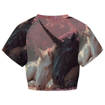 Custom Women's Short Sleeve Crew Neck Cropped Tee Crop T Shirt