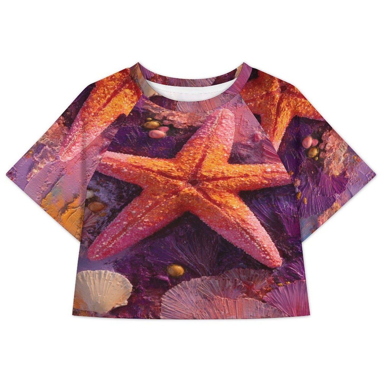 Custom Women's Short Sleeve Crew Neck Cropped Tee Crop T Shirt
