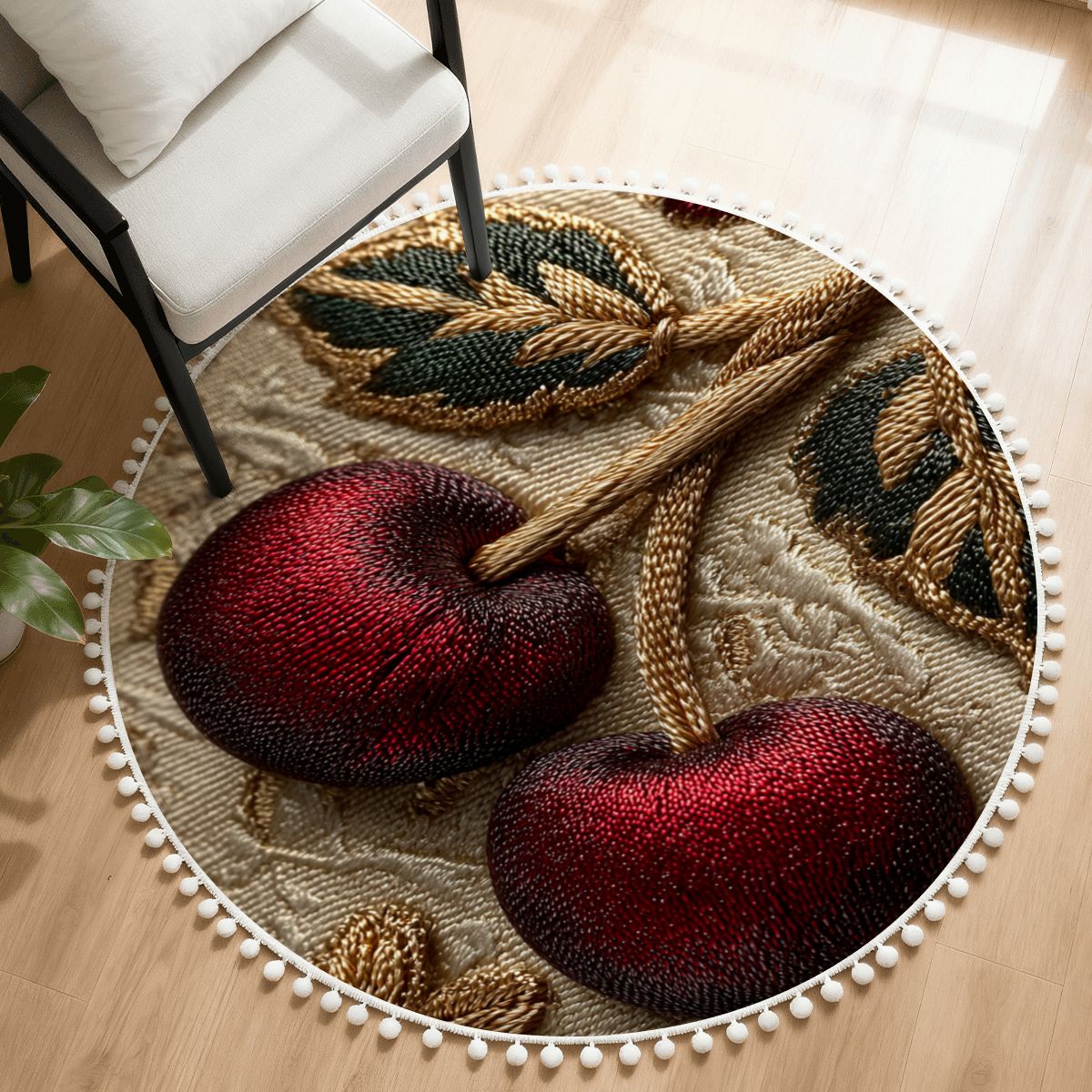 Cherry Luxe Round Bohemian Rug